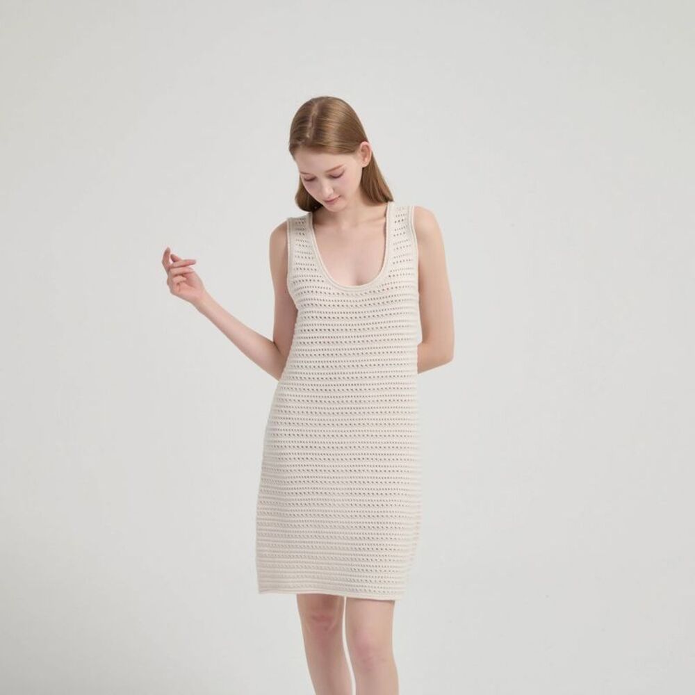 Women's Crochet Sweater Dress - A New Day Cream S